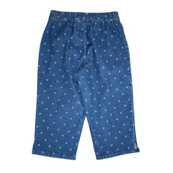 Croft & Barrow Crop Pants Jeans Womens Size 6P 6 Petite Blue Anchor Pull On - Picture 5 of 5